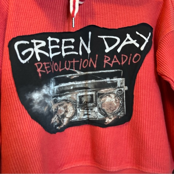 Green Day sweatshirt up cycle crop hoodie redish - Picture 8 of 8